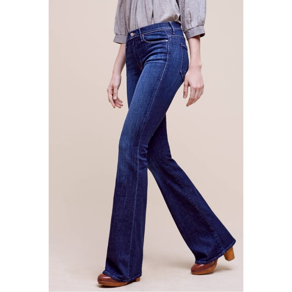 Mother The Cruiser Flare Jeans 30 Ink Paper Dark Blue Denim Mid Rise Minimalist - Picture 3 of 14